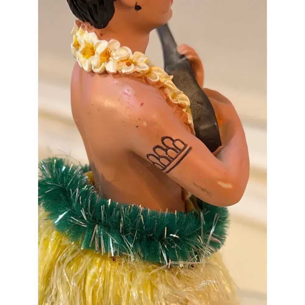 Vintage Hawaiian Hula Dancer Figurine Ukulele Player Tiki Island Souvenir Decor